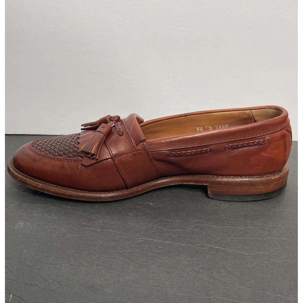 ALLEN‎ EDMONDS CODY Kiltie Tassel Loafers 9.5 D Brown Woven Leather Men's Shoes